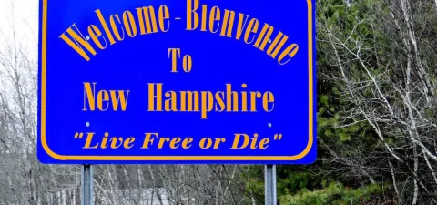 Welcome to New Hampshire road sign